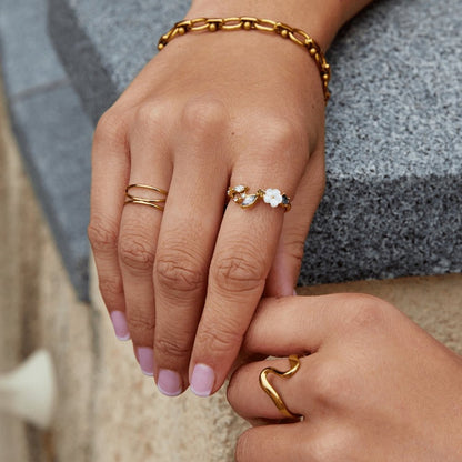 Bague Blossom Blanche Dorée