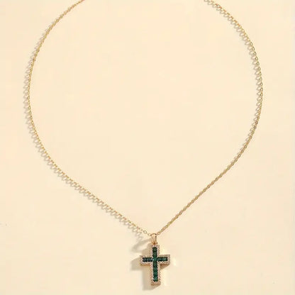 Pendentif Croix Émeraude Alena