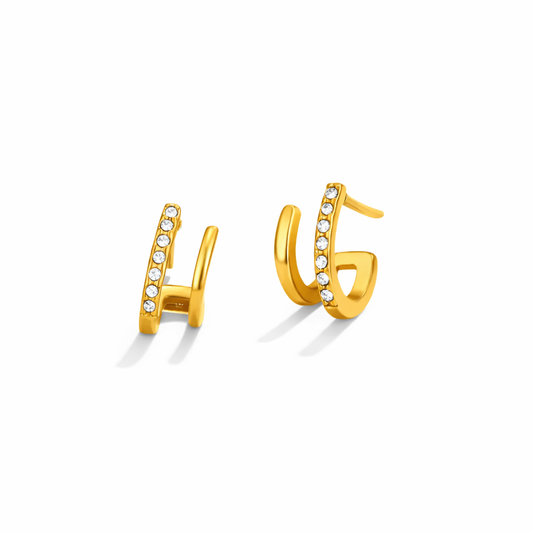 18K Gold & Crystal Claw Earrings