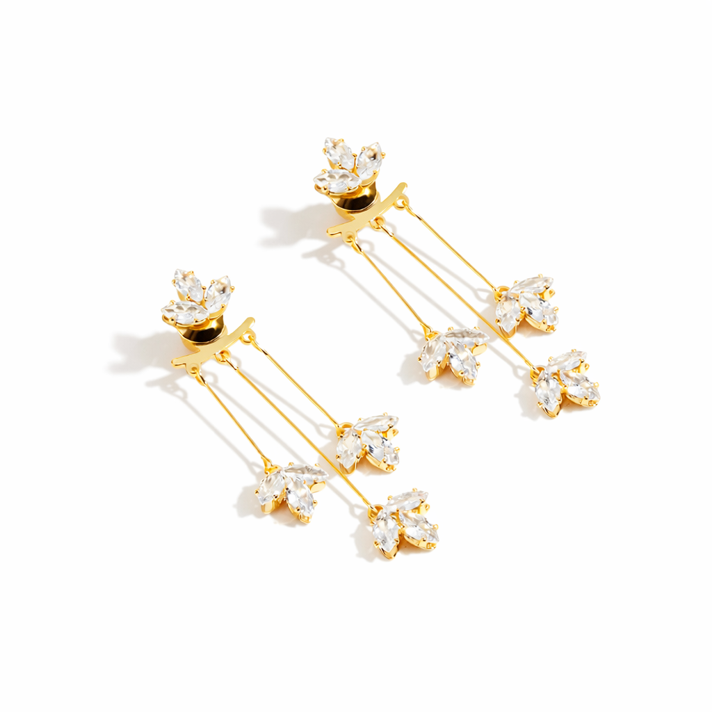 Boucles d’oreilles cascade lotus en cristal