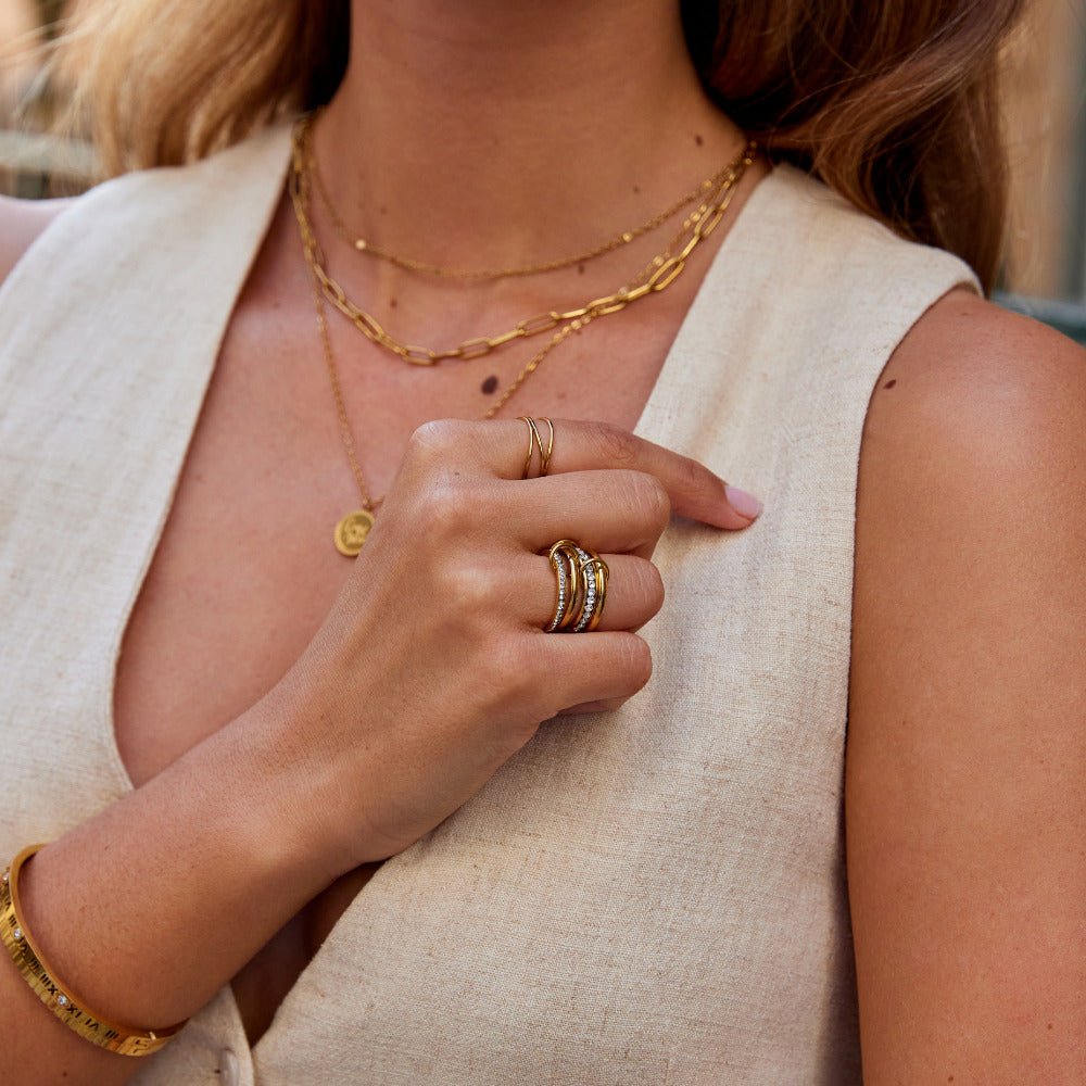 Bague Maillons Dorés Cristaux