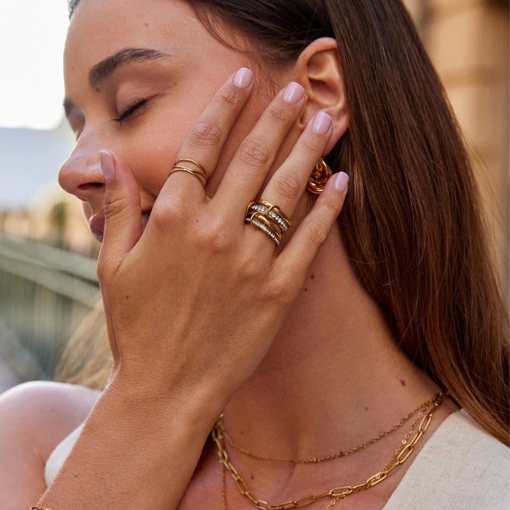 Bague Maillons Dorés Cristaux