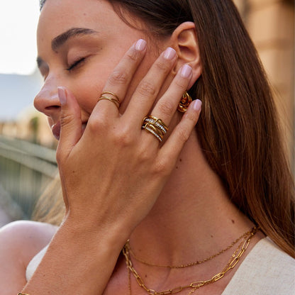 Bague Maillons Dorés Cristaux