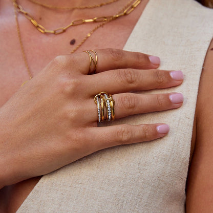 Bague Maillons Dorés Cristaux