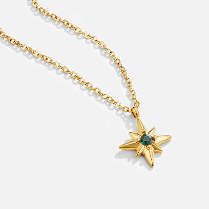Collier Étoile Guide en Cristal Émeraude