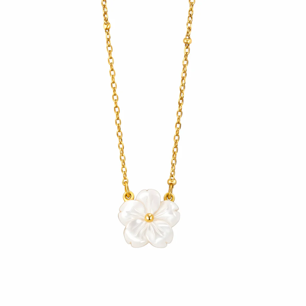 Collier Fleur Blanche Épanouie