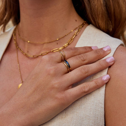 Bague Sahara Noire Dorée