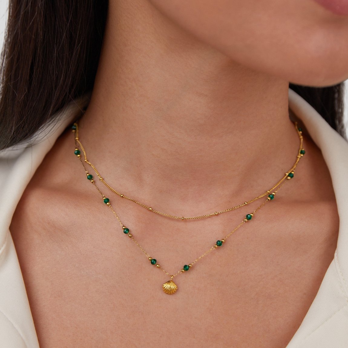 Collier Niyah Chaîne Or avec Perles