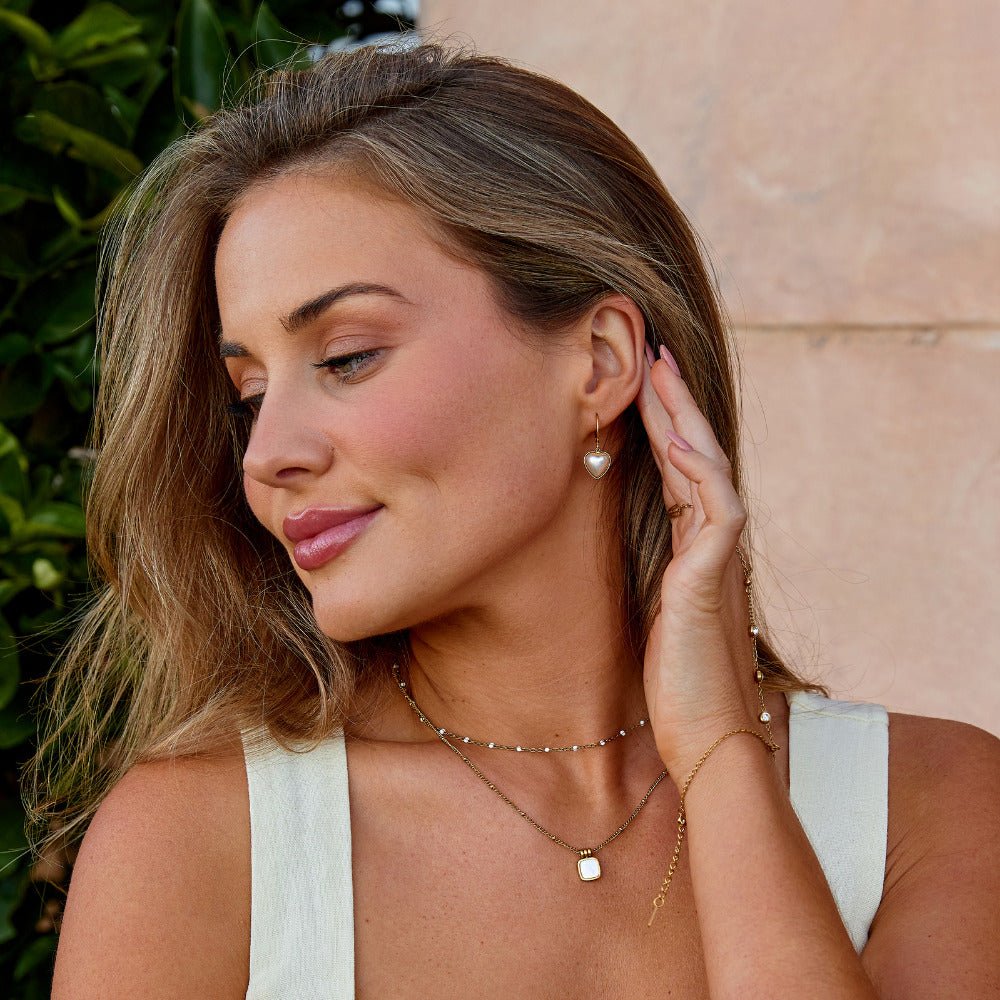 Créoles cœur perle