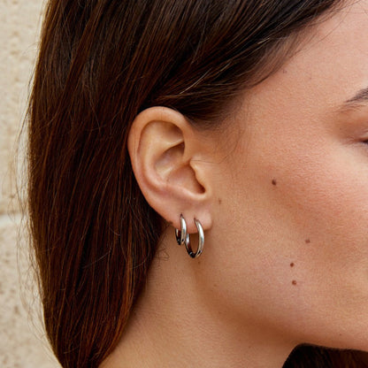 Ensemble de mini créoles trio argentées